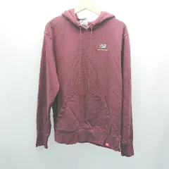 ◇ New Balance ニューバランス シンプル　厚手 刺繡ロゴ カジュアル 長袖 パーカー サイズＬ ボルドー メンズレディース E  【1307120049599】