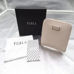 FURLA フルラ ラウンドファスナー 二つ折り財布 レザー ピンク系 外箱 保存袋付き ケアカード