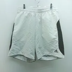 ◇ adidas アディダス ウエストゴム 裏地メッシュ モノクロ スポーツ ショートパンツ サイズX0 ホワイト/ブラック メンズ E  【1307120050182】