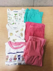 キッズ 90cm キャラクター 半袖パジャマ 部屋着 【3着セット】 いないいないばぁ アンパンマン スージーズー ウエストゴム グリーン系 ピンク系