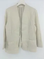 ◇ Perle Peche ペルルペッシュ リネン混 シンプル 涼しげ 長袖 ノーカラー ジャケット サイズ38 ベージュ レディース P  【1307150007644】のサムネイル