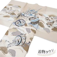 お宮参り 男の子 着物 ベージュ グレージュ 初着 産着 正絹 兜 男児 祝着 掛け着 一つ身 のしめ 販売 購入 noshime-00072