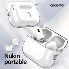 AirPods Pro2 ケース カバー クリア 薄型 透明 ハード カバー ストラップホール 付 AirPodsPro2 エアーポッズプロ2 第二世代 MQD83J/A MTJV3J/A araree Nukin