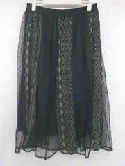 ◇ OLIVE des OLIVE ウエストゴム チュール かわいい ロング フレア スカート サイズF ブラック グレー レディース P  【1307150016332】