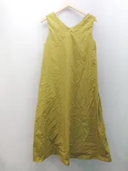 ◇ GRL グレイル Vネック 薄手 シンプル オシャレ ノースリーブ ロング丈 ワンピース サイズM グリーン レディース E  【1307210002152】