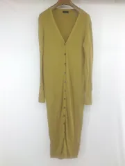 ◇ apart by lowrys 無地 Vネック リブニット 長袖 ロング カーディガン サイズF マスタードイエロー系 レディース P  【1307150019036】