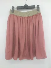 ◇ INDIVI 大人女子 こなれ感 ラメ ウエストゴム 膝丈 フレア スカート サイズ38 ピンク ベージュ系 レディース P  【1307150018954】