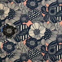 Deep Flower 綿麻キャンバス生地  花柄 FLOWER モダン 人気 おしゃれ エレガント バッグ エプロン スカート パンツ 手作り 布地 50cm単位