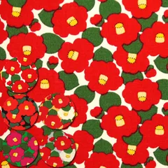 小椿 ブロード生地  和柄 花柄 椿柄 人気 ブラウス シャツ 巾着 がま口 財布 手作り ハンドメイド アロハシャツ 布地 50cm単位