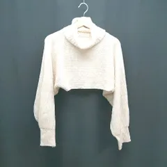◇ MAJESTIC LEGON ケーブル ハイネック 起毛 ショート丈 シンプル オシャレ 長袖 ニット サイズM ベージュ レディース E  【1307210002893】