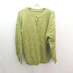 ◇ classicalelf クラシカルエルフ ケーブル 起毛 ボタン シンプル 長袖 カーディガン サイズM グリーン レディース E  【1307210002770】
