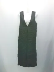 ◇ SENSE OF PLACE Vネック スリット ストレッチ ノースリーブ ロング丈 ワンピース サイズONE ブラック レディース E  【1307210002572】