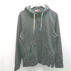 ◇ puma フーディー プルオーバー スウェット ハーフボタン 刺繡ロゴ 長袖 パーカー サイズXL ブラック レディース E  【1307210003951】