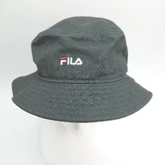 ◇ FILA フィラ コットン100% ロゴワンポイント ストリート バケットハット ブラック サイズ５４cm レディース メンズ E  【1307210005412】