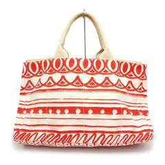 プラダ カナパ BN1872 キャンバストートバッグ オフホワイト×レッド