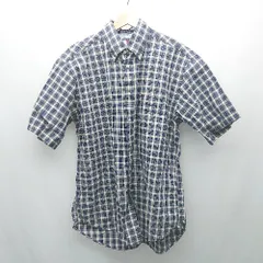 ◇ TOMMY HILFIGER トミーヒルフィガー チェック柄 ゆったりめ フロントボタン 半袖 シャツ サイズM ブルー系 メンズ E  【1307210006518】