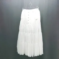 ◇ REDYAZEL レディアゼル ウエストゴム きれい フロントボタン ロング丈 フレア スカート サイズS ホワイト レディース E  【1307210006709】