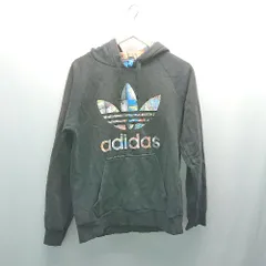 ◇ adidas ロゴ入り おしゃれ 秋コーデ 春コーデ 長袖 パーカー サイズL ブラック レディース E  【1307210009076】