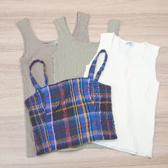 ◇ 《 CLEA/kutir/HOLLISTER まとめ売り4点セット S/F 無地 チェック柄 ビスチェ/インナー レディース 》 E  【1307210009953】