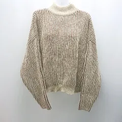 ◇ select MOCA セレクト モカ モックネック ケーブル ストライプ柄 起毛 長袖 ニット サイズF ブラウン レディース E  【1307210010829】