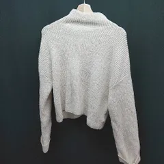 ◇ MERCURYDUO 秋冬素材 ハイネック バックリボン スリット 長袖 ニット サイズF オフホワイト レディース E  【1307210012328】