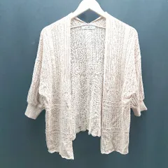 ◇ nano universe ニット 羽織り カジュアル 重ね着 アウター 七分袖 カーディガン サイズFREE ピンク レディース E  【1307210013509】