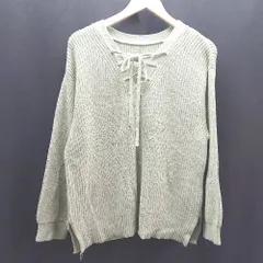 ◇ LOWRYS FARM セーター プルオーバー Vネック スリット カジュアル 長袖 ニット サイズFREE グリーン レディース E  【1307210013486】