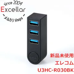 [bn:7] ELECOM製　USB Type-C 回転3ポートUSB5Gbpsハブ　U3HC-R030BK　ブラック