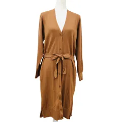 ZK24 GU ジーユー ウォッシャブルロングカーディガン キャメル Lサイズ Vネック ベルト付