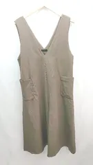 ◇ ◎ ●未使用● La-gemme 深Vネック スリット 大人カジュアル ロング丈 ワンピース サイズfree ブラウン レディース E  【1307210016937】