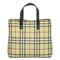 本物 バーバリー ロンドン BURBERRY LONDON ノバチェック チェック トートバッグ ハンドバッグ キャンバス ベージュ バッグ 中古  