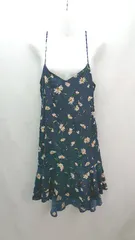 ◇ mysty woman キャミソール 花柄 ガーリー 肩出し サイドファスナー ひざ丈 ワンピース サイズFREE ブルー レディース E  【1307210021696】