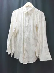 ◇ mily bilet シアー 透け感 シースルー 花柄 エレガント 長袖 シャツ サイズM ベージュ レディース E  【1307210025540】