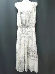 ◇ archives ペイズリー柄 ウエストマーク タック シアー 透け感 ロング丈 ワンピース サイズM ホワイト レディース E  【1307210025915】