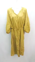 ◇ ◎ LOWRYS FARM フロントボタン フェミニン 大人っぽい 半袖 ロング ワンピース サイズF イエロー系 レディース E  【1307210030001】