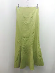 ◇ MAJESTIC LEGON フリル シンプル ビタミンカラー ロング フレア スカート サイズM ライムグリーン レディース E  【1307210031664】