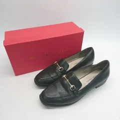 ◇ ◎ Oriental Traffic シンプル ゴールド金具 革 カジュアル ローファー サイズ25.0 ブラック レディース E  【1307210031480】