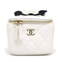 シャネル ミニチェーンバニティバッグ マトラッセ ホワイト系 ゴールド金具