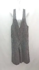 ◇ AULI アウリィ チェック柄 深Vネック ワイド オーバーオール 表記なし グレー系 レディース E  【1307210032500】