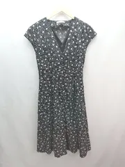 ◇ DOUX ARCHIVES ドゥアルシーヴ 花柄 重ね着風 フレンチ袖 ロング丈 ワンピース サイズＦ ブラック レディース E  【1307210032470】のサムネイル
