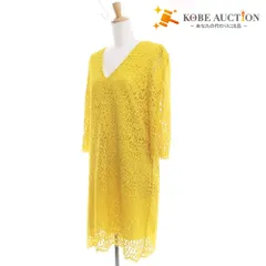 ■ タラジャーモン TARA JARMON ワンピース ひざ丈 トップス ボトムス 総レース Vネック レディース 40(L相当）イエローのサムネイル