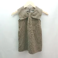 ◇ petit main プティマイン 子供服 リボンカラー バックジップ フォーマル チュニック サイズ110 ブラウン レディース E  【1307210032951】