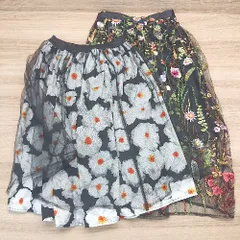 ◇ 《 &.NOSTALGIA ノスタルジア まとめ売り2点セット ウエストゴム 花柄 ボタニカル 膝丈 スカート レディース 》 E  【1307210038700】