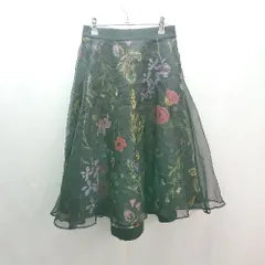 ◇ UNITED TOKYO ハリ感 花柄 プリント シアー 上品 ガーリー 膝丈 フレア スカート サイズ1 ブラック マルチ レディース E  【1307210038632】のサムネイル
