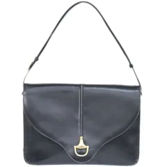 本物 グッチ GUCCI オールドグッチ ホースビット ショルダーバッグ ハンドバッグ レザー ブラック Horsebit バッグ 中古  