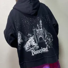 00's Disneyland resort sweat hoodie. ジップアップパーカー　古着　ブラック　ディズニーランドリゾート　黒　バックプリント　XXL