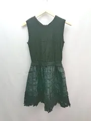 ◇ Rirandture ラウンドネック バックファスナー 花柄 透け感なし 膝丈 ワンピース サイズ2 ブラック レディース E  【1307210043087】