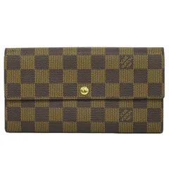 本物 ルイヴィトン LOUIS VUITTON LV ポルトフォイユサラ ダミエ エベヌ 長財布 ロングウォレット ブラウン N61734 ビトン 財布 ウォレット 中古  