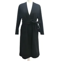 ZK24【美品】INDIVI インディヴィ ノーカラーロングコート ブラック サイズ36 毛100％ ラビットファー