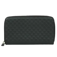 本物 グッチ GUCCI グッチシマ レザー ラウンドファスナー 長財布 ロングウォレット ブラック 544473 財布 ウォレット 中古  